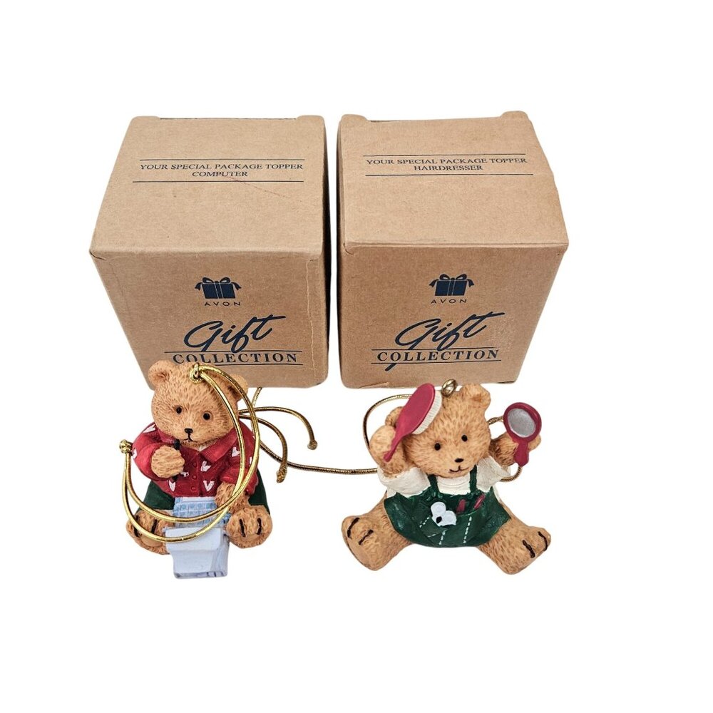 Avon Christmas Ornament Lot 8 Bears Train Angel Bell Teacher Santa Express - Picture 4 of 9